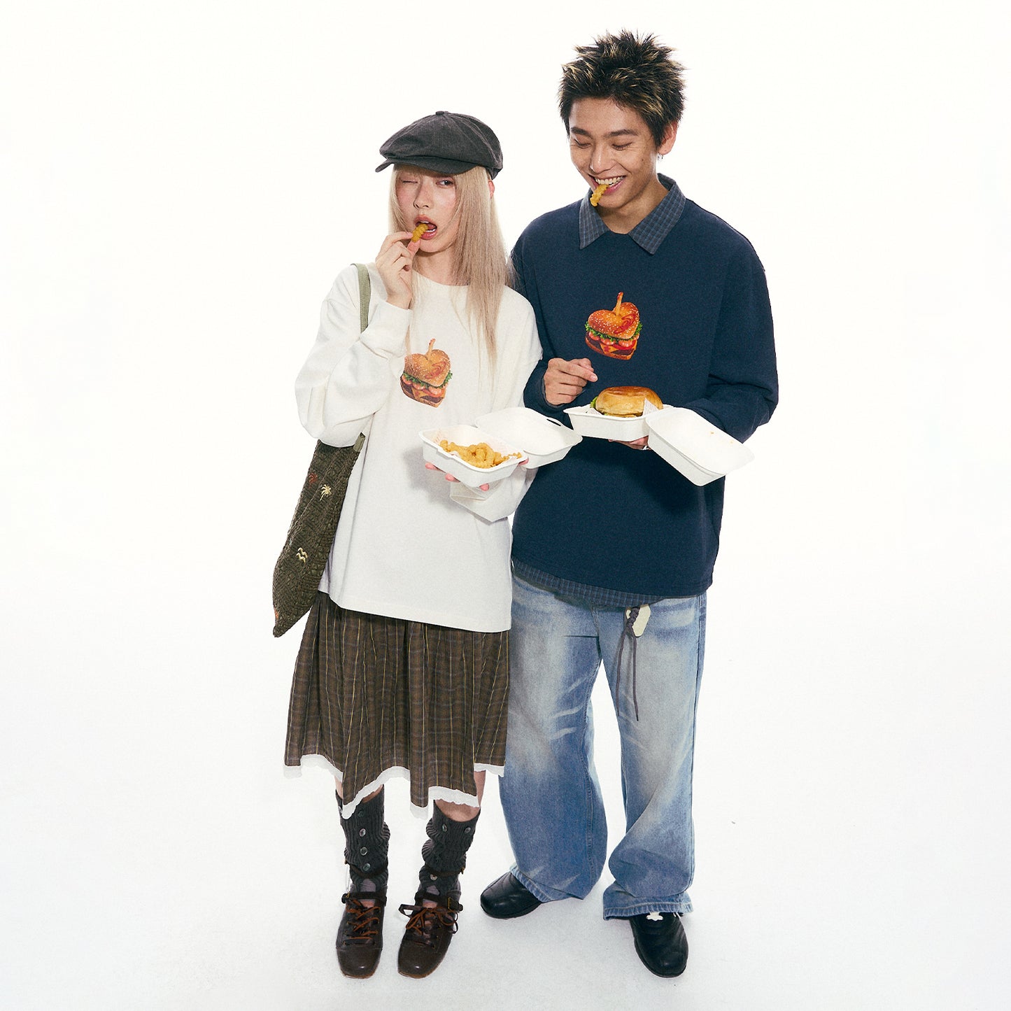 NewJNXS Burger Graphic Long Sleeve Tee