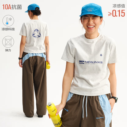 NewJNXS Cooling Antibacterial Color-Stripe Logo Slim T-Shirt