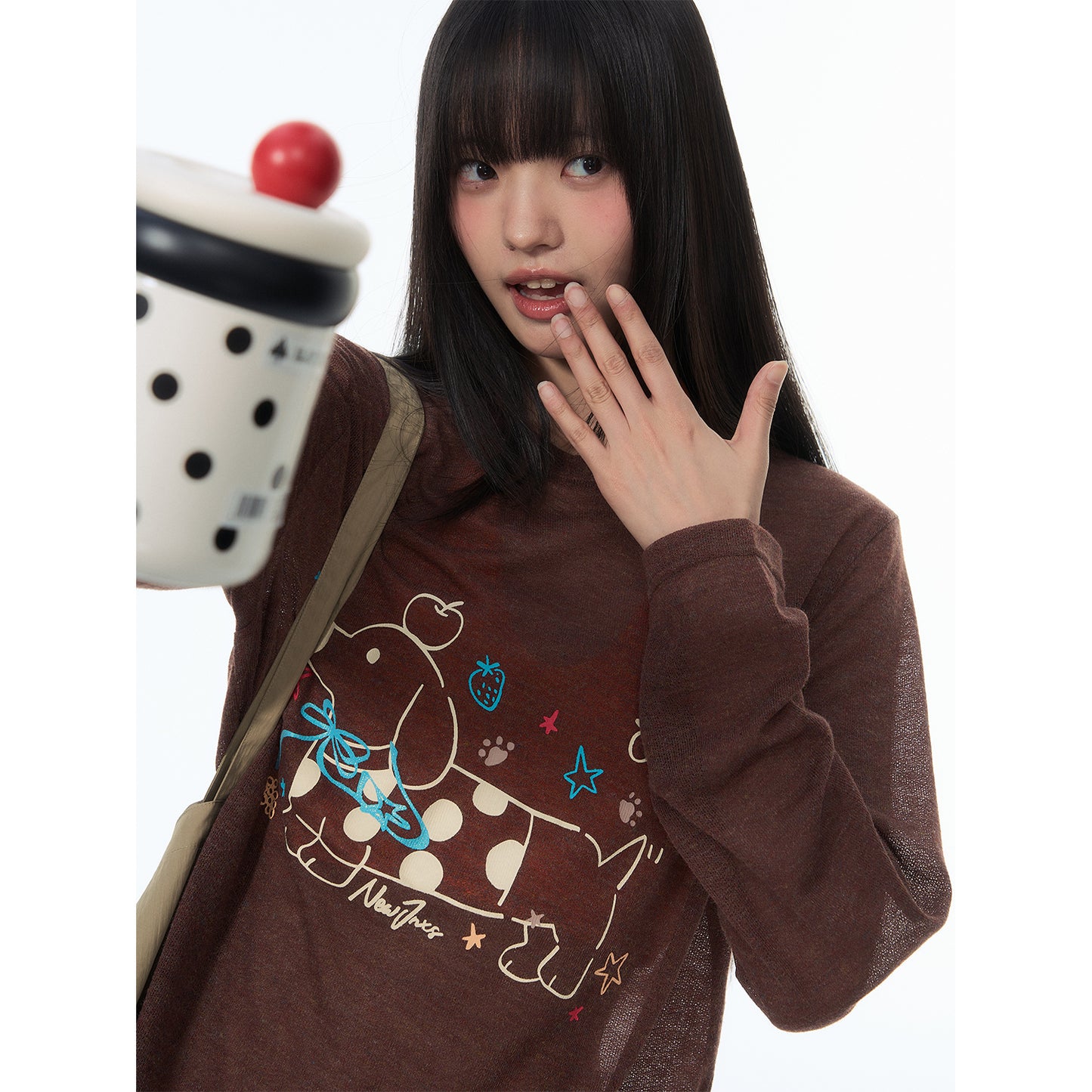 NewJNXS Polka Dot Dachshund Long Sleeve Top