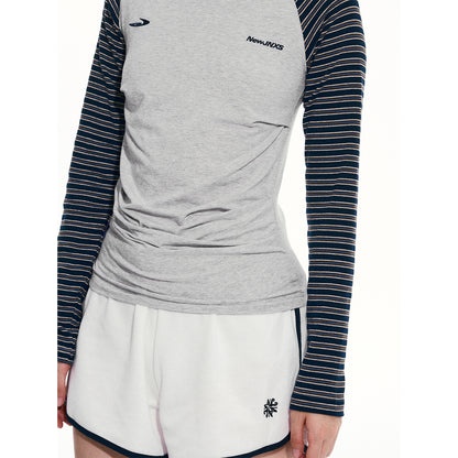 NewJNXS Contrast Stripe Long Sleeve Tee