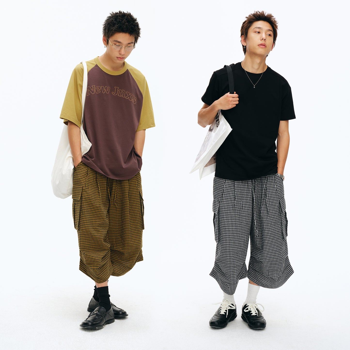 NewJNXS Oversized Pocket Plaid Pants