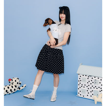 NewJNXS All-Over Polka Dot A-Line Skater Skirt