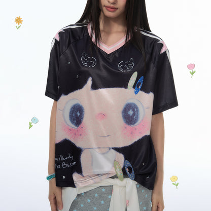 【NewJNXS × Kuku 2.0】Kuku Oversized Graphic Rhinestone Tee