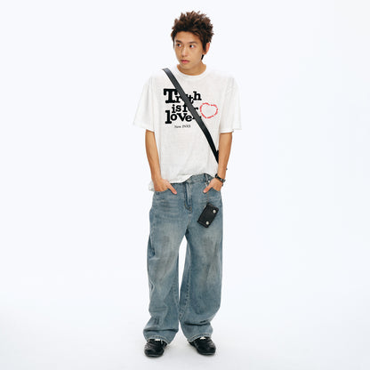 NewJNXS Washed Panel Straight-Leg Jeans