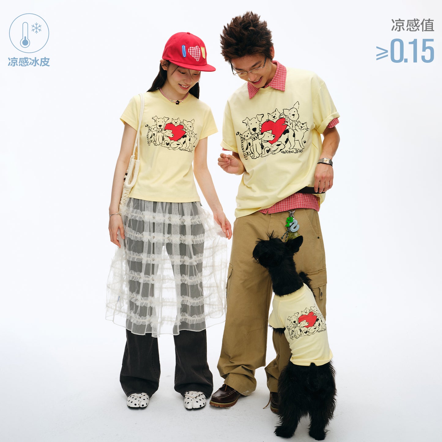 NewJNXS Cat & Dog Heart Graphic Family Tee