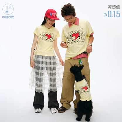 NewJNXS Cat & Dog Heart Graphic Family Tee
