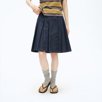 NewJNXS Structured Pleated A-Line  Skirt