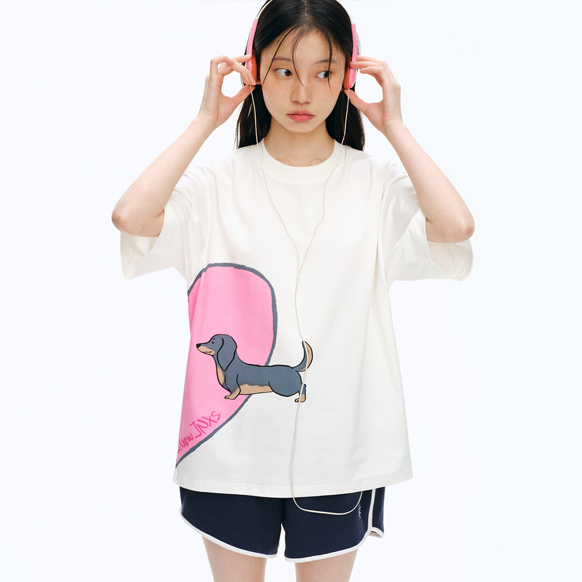 NewJNXS Dachshund Heart Couple Tee