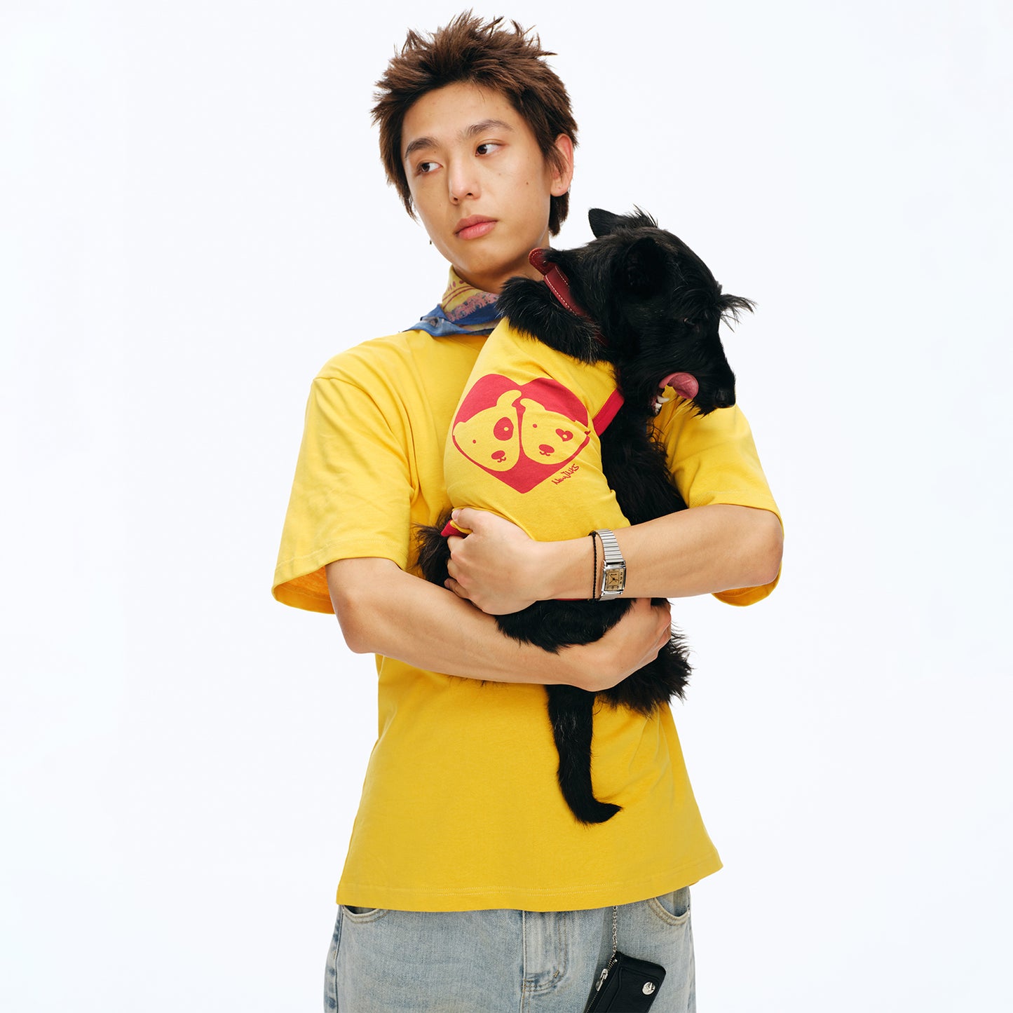 NewJNXS Cat Dog Heart Print Family Tee