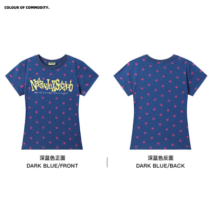 NewJNXS All-Over Star Print Slim-Fit T-Shirt & Pet Tee