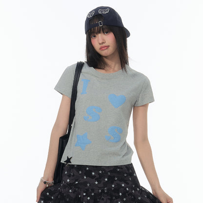 NewJNXS SS Heart & Star Cropped Tee