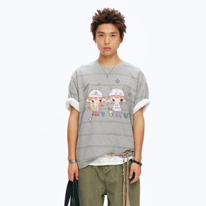 NewJNXS 'Homie' Striped Cotton T-Shirt
