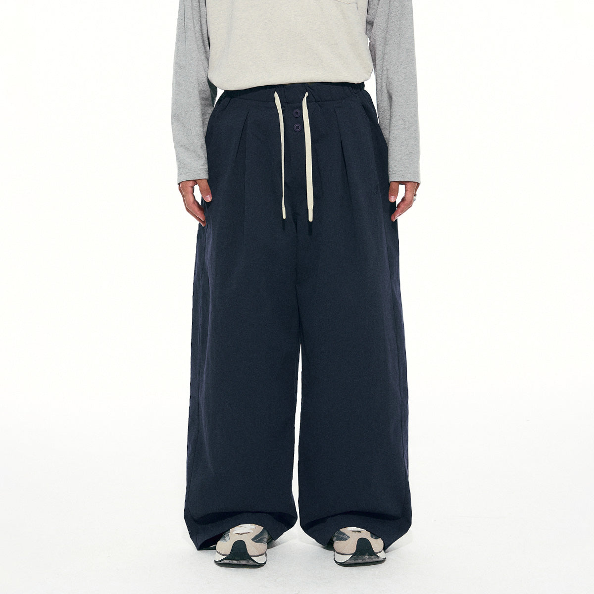 NewJNXS Double-Button Casual Pants