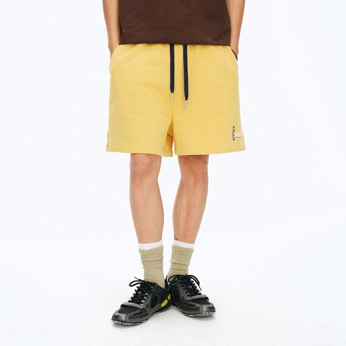 NewJNXS Washed Brushed Color-Block Sports Shorts