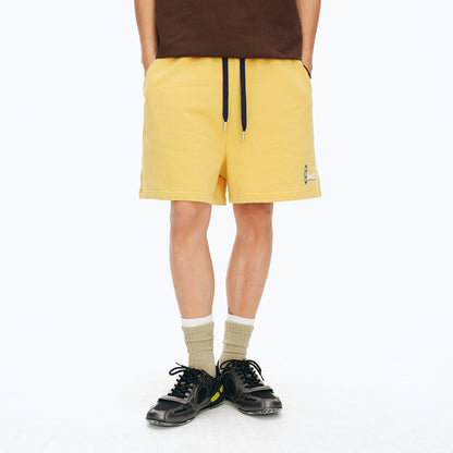 NewJNXS Washed Brushed Color-Block Sports Shorts