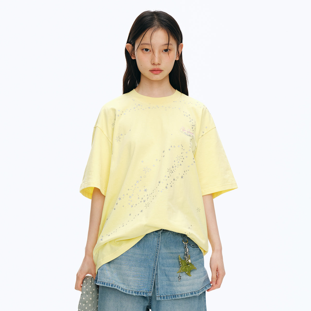 NewJNXS Glitter Star Graphic Oversized T-Shirt