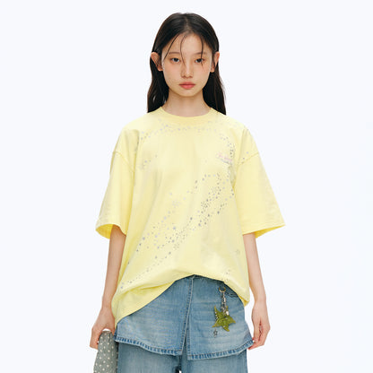 NewJNXS Glitter Star Graphic Oversized T-Shirt