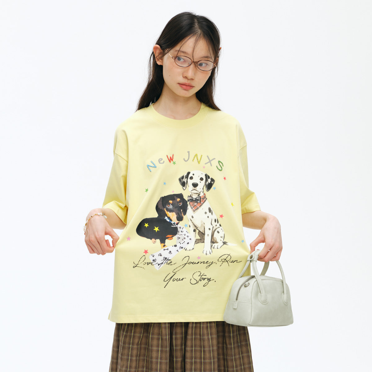 NewJNXS Puppy Star Beaded Cooling Oversized Tee
