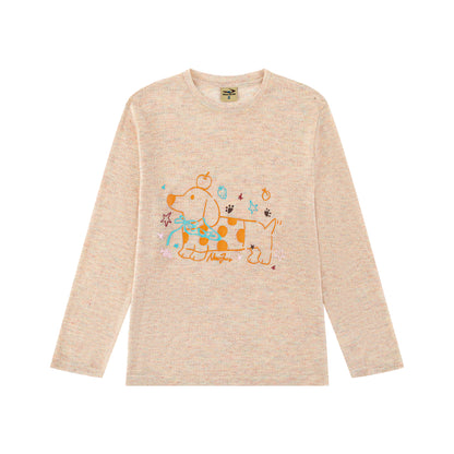 NewJNXS Polka Dot Dachshund Long Sleeve Top