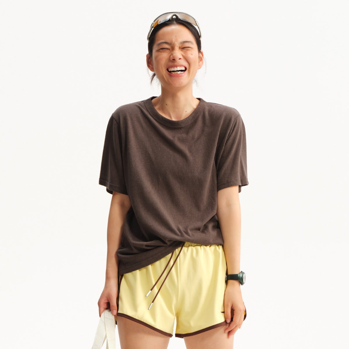 NewJNXS Linen-Feel Relaxed Basic T-Shirt