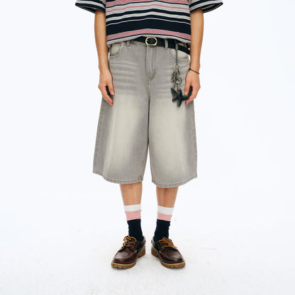 NewJNXS Vintage Washed Whisker Denim Shorts - Unisex
