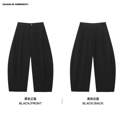 NewJNXS Cotton-Linen Adjustable Pleated Curved-Leg Pants