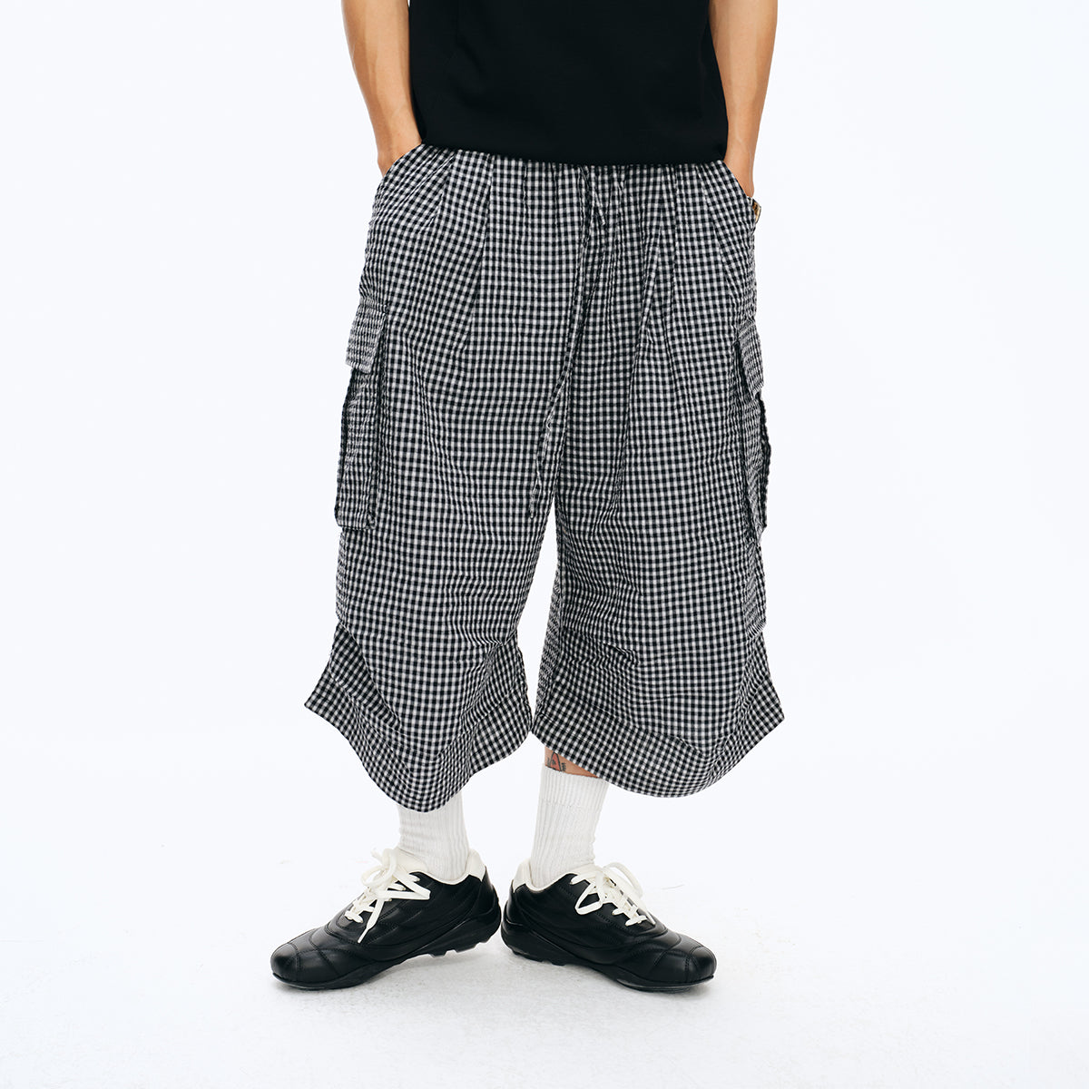 NewJNXS Oversized Pocket Plaid Pants