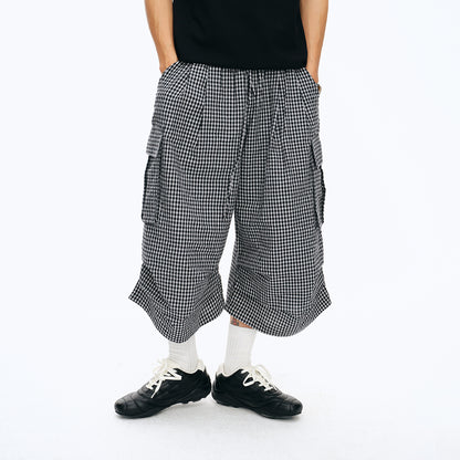 NewJNXS Oversized Pocket Plaid Pants
