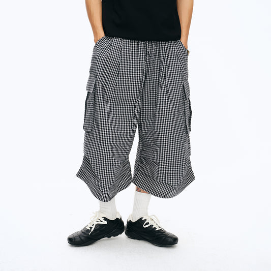 NewJNXS Oversized Pocket Plaid Pants