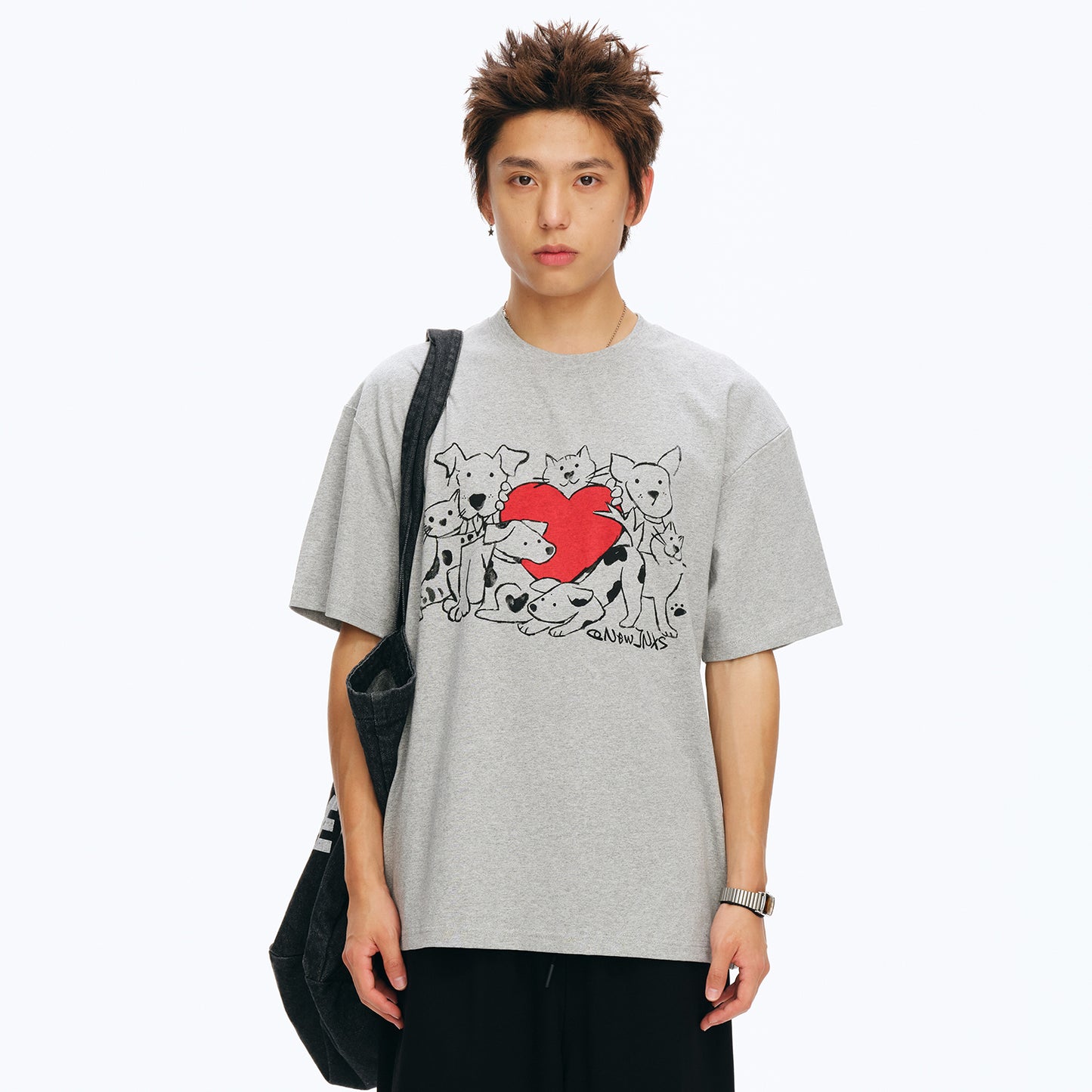 NewJNXS Cat & Dog Heart Graphic Family Tee