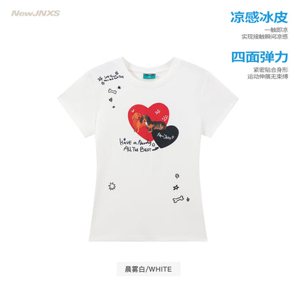 NewJNXS UV Protection Heart Puppy  Graphic Slim  Tee