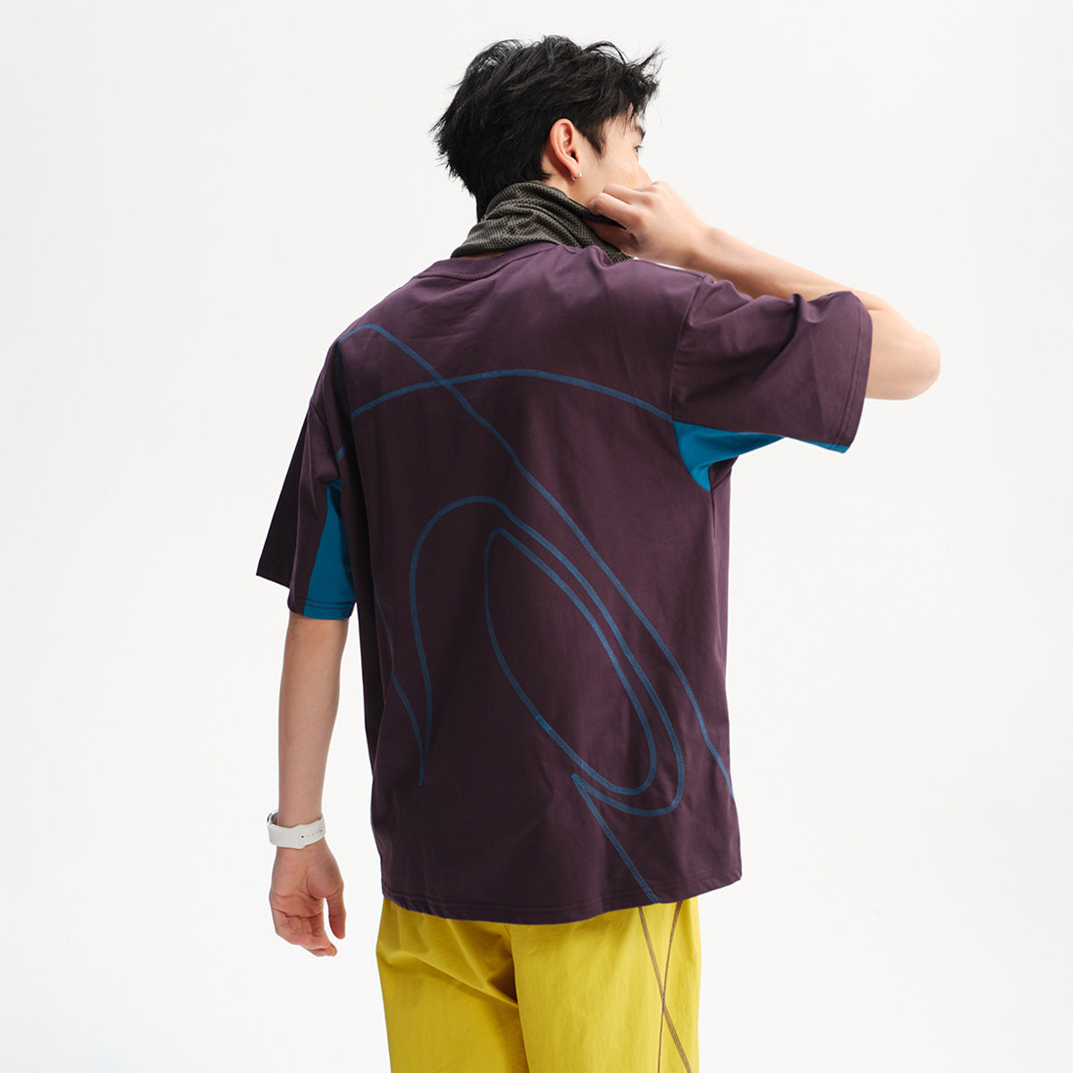 NewJNXS  Sorona Cooling Quick-Dry Colorblock Loose T-Shirt