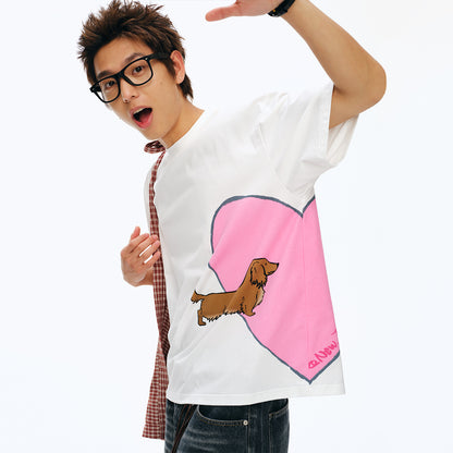 NewJNXS Dachshund Heart Couple Tee