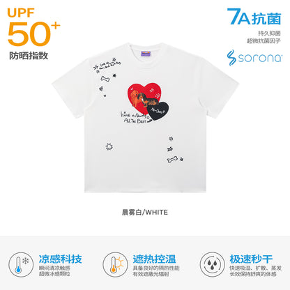 NewJNXS UV Protection Heart Puppy  Graphic Slim  Tee