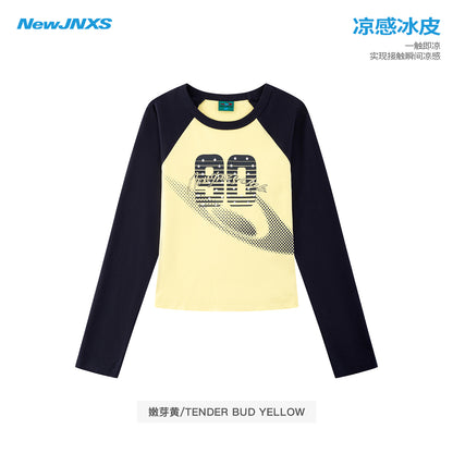 NewJNXS Contrast Panel Number Long Sleeve Tee