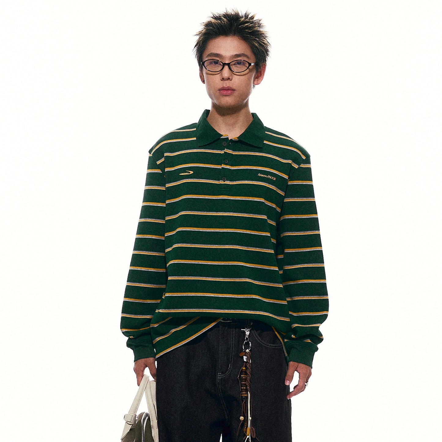 NewJNXS Striped Polo Long Sleeve Tee