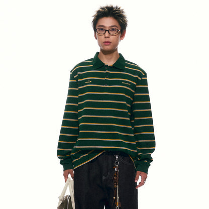 NewJNXS Striped Polo Long Sleeve Tee