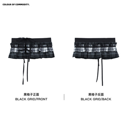 NewJNXS Plaid Pleated Layering Skirt