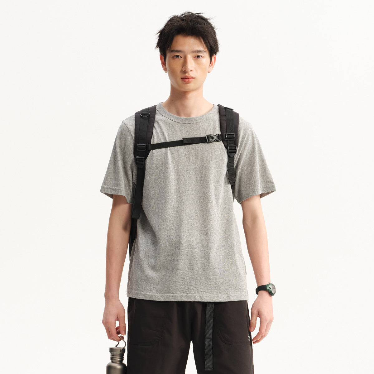 NewJNXS Linen-Feel Relaxed Basic T-Shirt