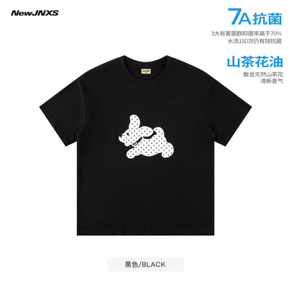 NewJNXS Polka Dot Puppy Patch Cropped T-Shirt