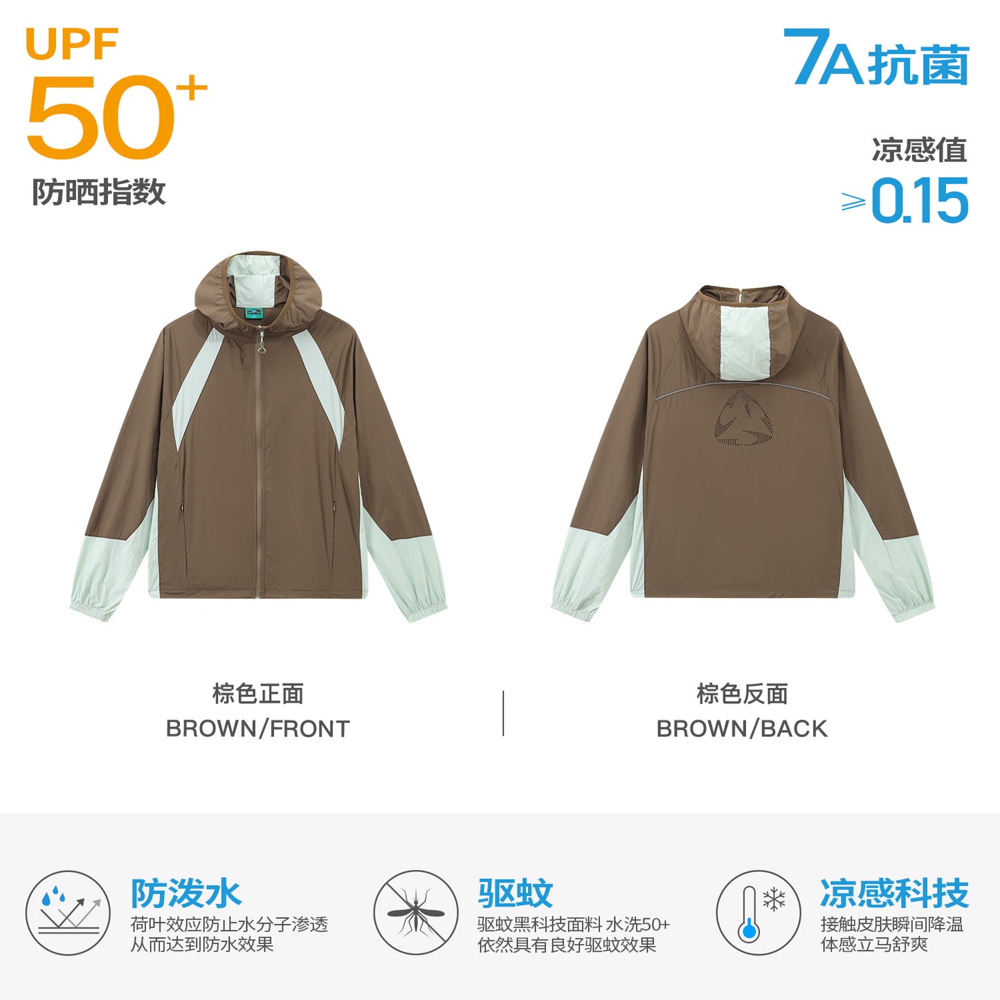 NewJNXS UPF50+ Cooling Color-Block Mesh Sun Jacket