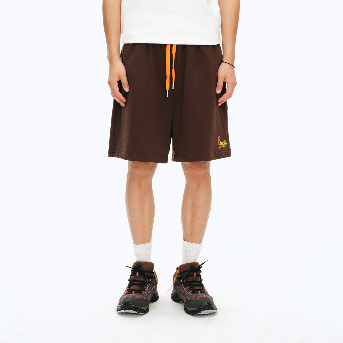 NewJNXS Washed Brushed Color-Block Sports Shorts