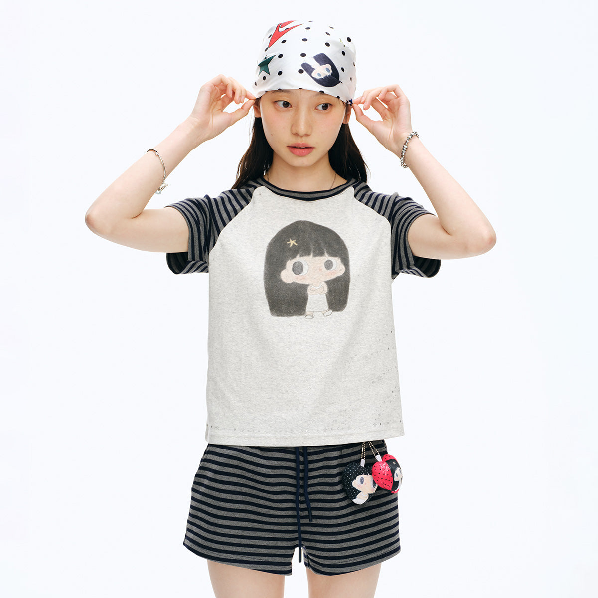 【NewJNXS x Kuku】 Striped Knit Elastic Waist Shorts