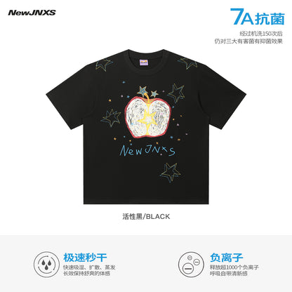 NewJNXS Apple Star Graphic Oversized Tee