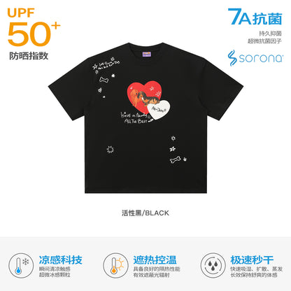 NewJNXS UV Protection Heart Puppy  Graphic Slim  Tee