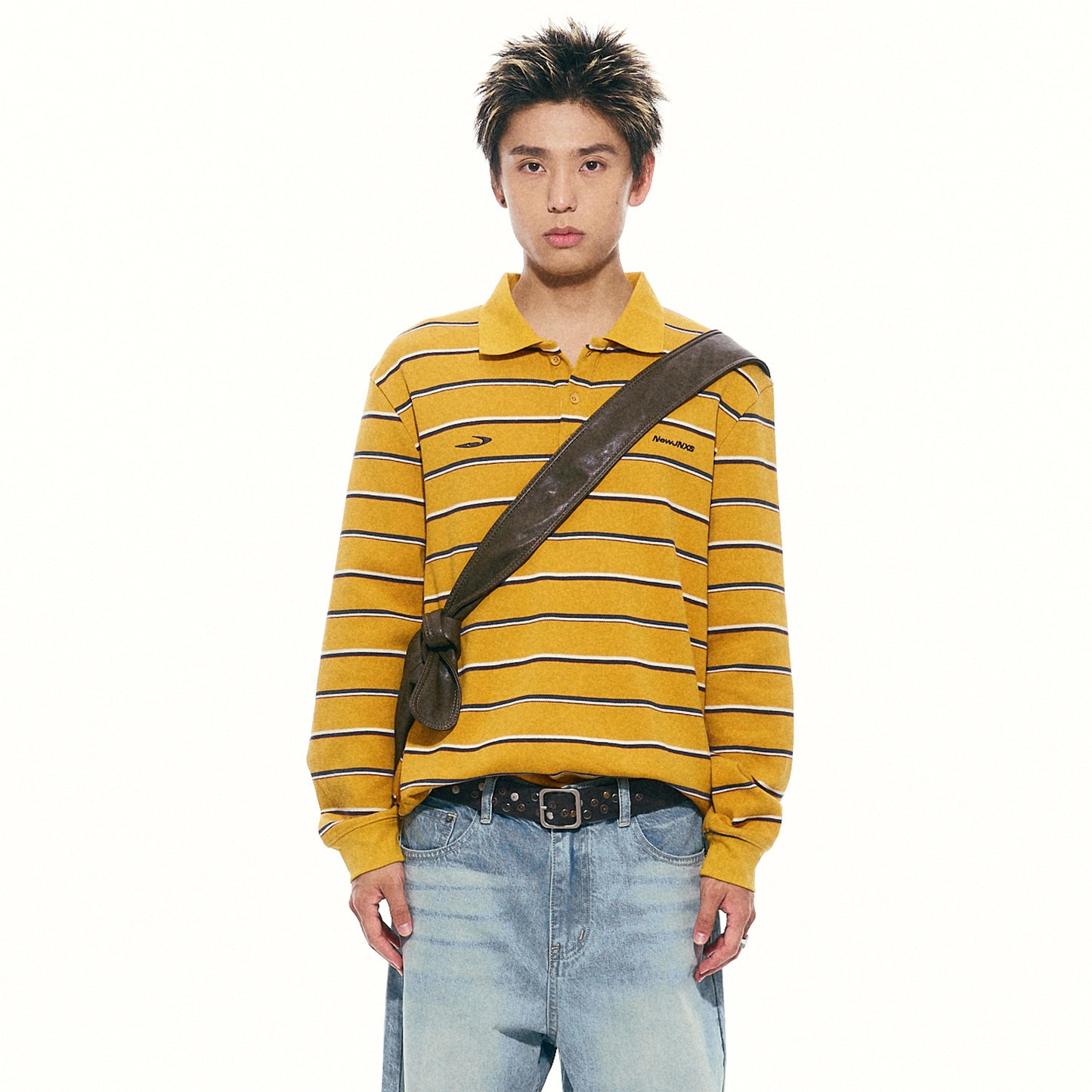 NewJNXS Striped Polo Long Sleeve Tee