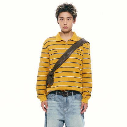 NewJNXS Striped Polo Long Sleeve Tee