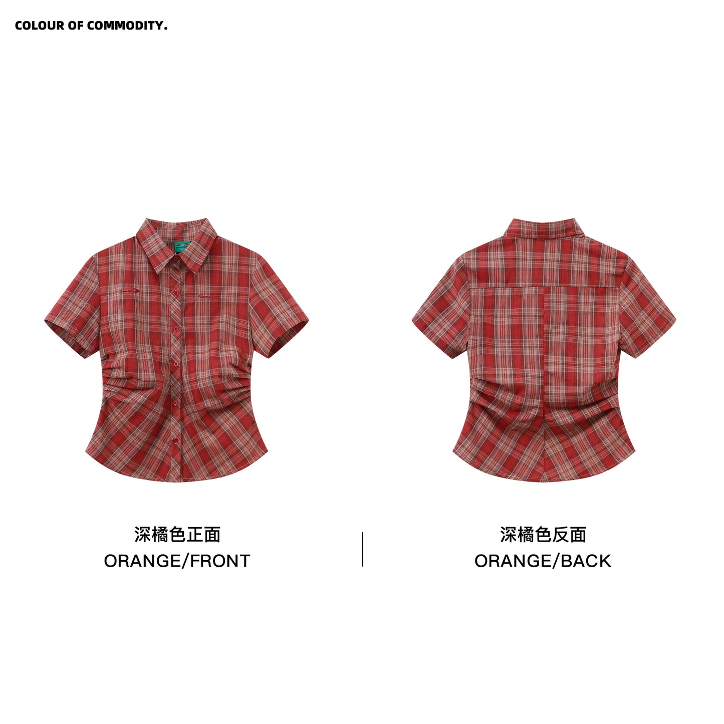 NewJNXS Vintage Plaid Pleated Slim Shirt