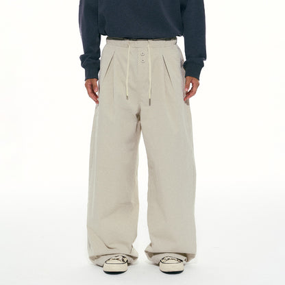 NewJNXS Double-Button Casual Pants