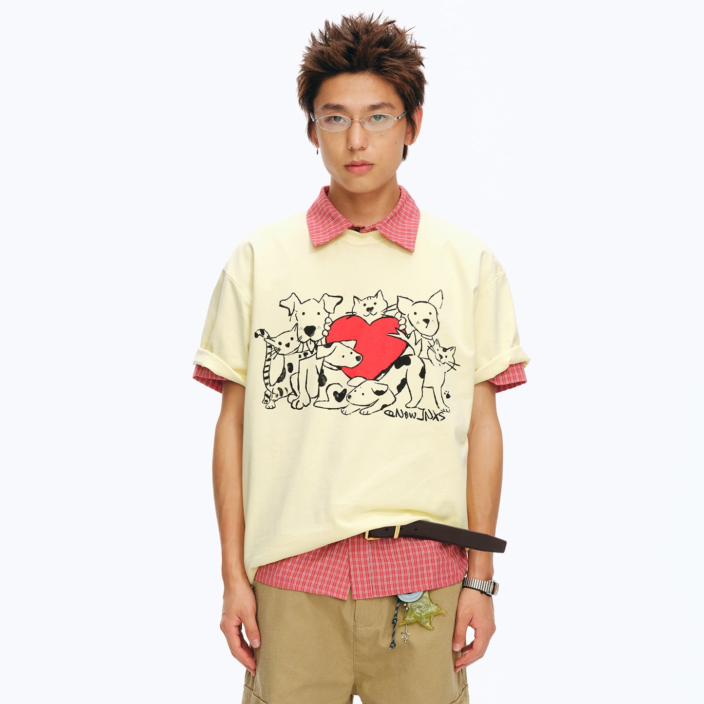 NewJNXS Cat & Dog Heart Graphic Family Tee